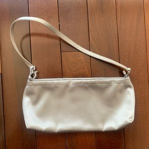 Salvatore Ferragamo small silver purse with faux diamond symbol 11 x 5 x 0.5